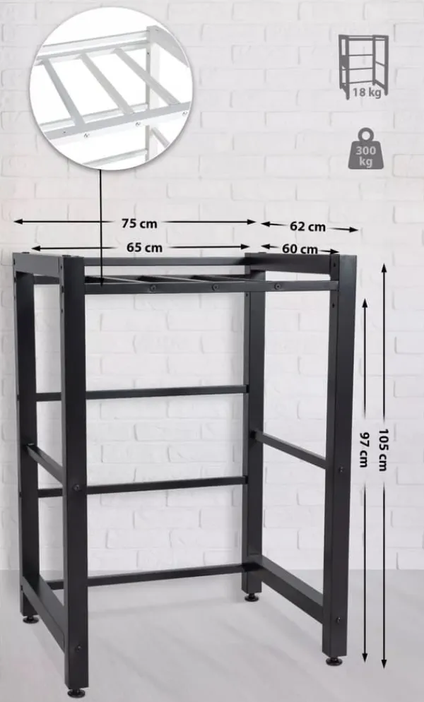 Medina Metal Washing Machine Shelf Rack - Black, 300kg Capacity, Space-Saving Over-Washer Storage Online