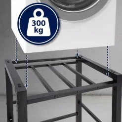 Medina Metal Washing Machine Shelf Rack - Black, 300kg Capacity, Space-Saving Over-Washer Storage Online
