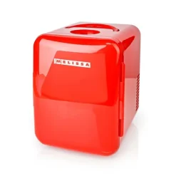 Køleskabe>MELISSA Bærbart minikøleskab | 6 dåser / 4 l kapacitet | 100-240 V / 12 V | Varme- / kølefunktion | Bærehåndtag | Rød