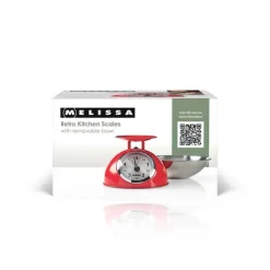 MELISSA Retro køkkenvægt | analog | metalhus | aftagelig skål | maks. 5 kg | 25 grams intervaller | Rød Discount