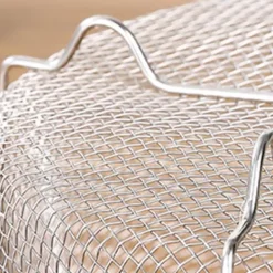 Mesh dampkurv Rustfrit stål Komfortable håndtag Varmebestandig dampkurv til madlavning Køkken 18x18cm New