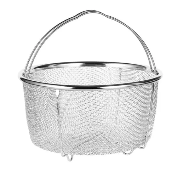 Mesh dampkurv Rustfrit stål Komfortable håndtag Varmebestandig dampkurv til madlavning Køkken 20x21cm Outlet