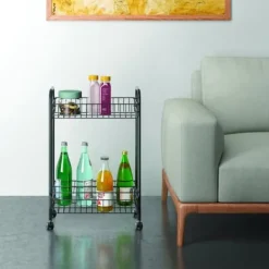 Vinflaskeholdere>Metaltex Belino Lava Trolly + Flaskeholder 23x41x63 Sort