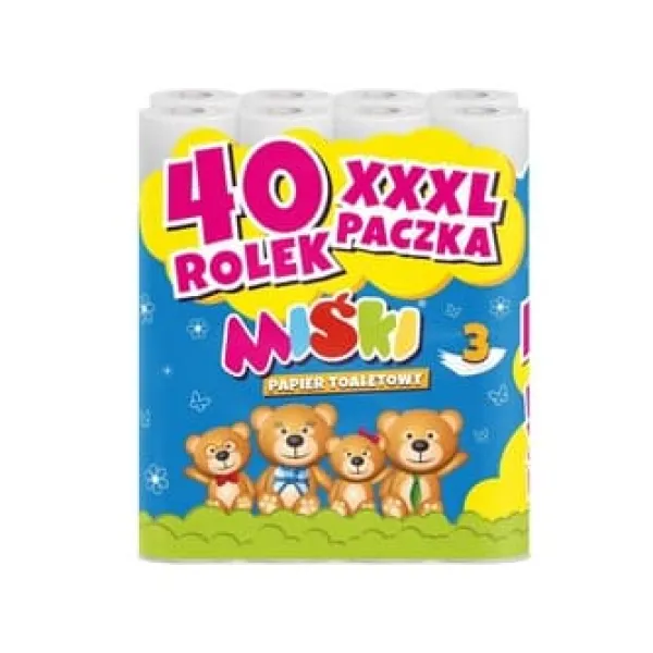 Toiletpapir>MIŚKI Toiletpapir 40 ruller 3-lags