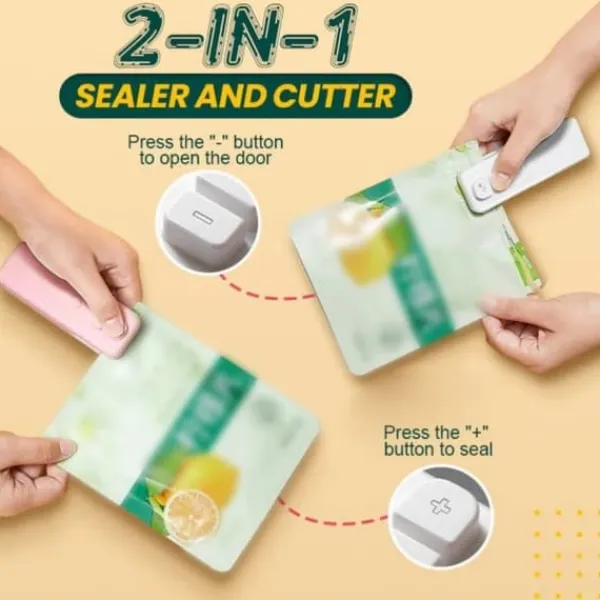 Mini Bag Sealer Uppladdningsbar Heat Sealer Food Bag Sealer för matförvaring Bärbar 2 i 1 Sealer och Cutter för plastpåsar New