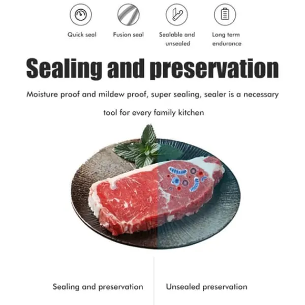 Mini Bag Sealer Uppladdningsbar Heat Sealer Food Bag Sealer för matförvaring Bärbar 2 i 1 Sealer och Cutter för plastpåsar New