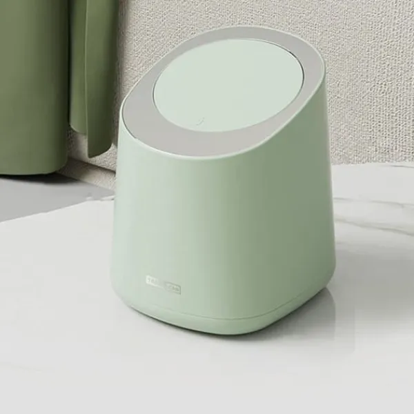 Skraldespande & Papirkurve>Mini Bordplade Affaldsspand Lille Plast Bordplade Affaldskurv Affaldsdåse med Press Type Låg til Badeværelse Soveværelse Stue Toiletbord Morino Green | CDON