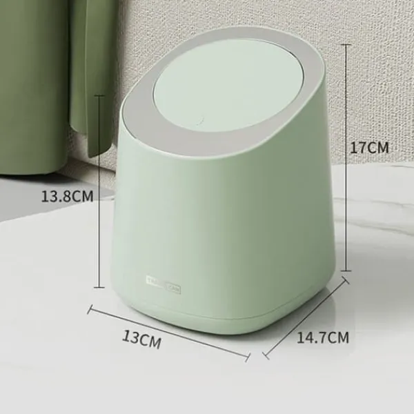 Skraldespande & Papirkurve>Mini Bordplade Affaldsspand Lille Plast Bordplade Affaldskurv Affaldsdåse med Press Type Låg til Badeværelse Soveværelse Stue Toiletbord Morino Green | CDON