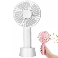 Ventilatorer>Mini bærbar ventilator med bordstativ USB genopladelig hvid