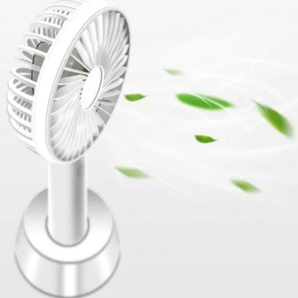 Ventilatorer>Mini bærbar ventilator med bordstativ USB genopladelig hvid