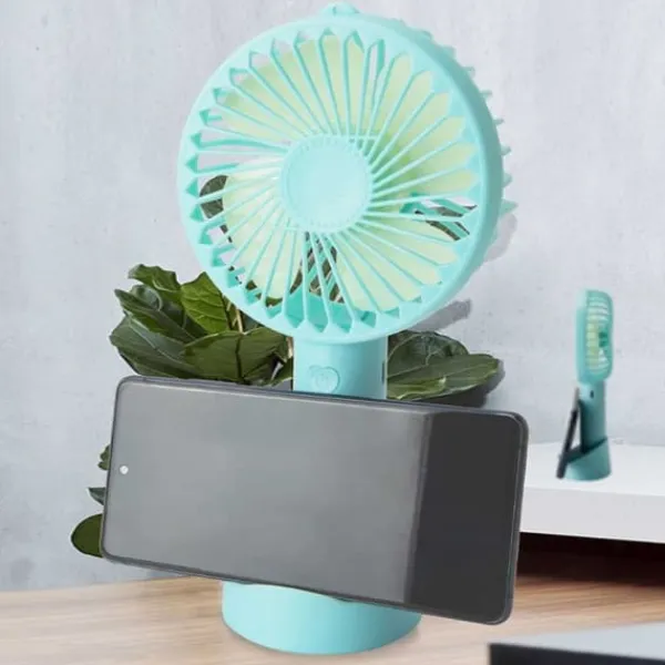 Ventilatorer>Mini bærbar ventilator med bordstativ USB genopladelig hvid