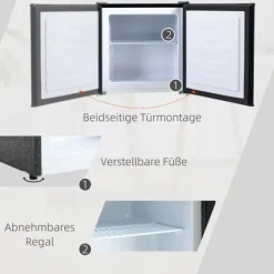 Mini-fryser 35 L, 161 W, -14 til -24 °C, 5 niveauer, fritstående Hot