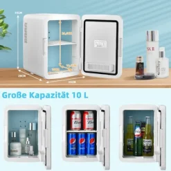 Køleskabe>Minikøleskab 10 L bærbart køleskab med LED-spejl 23 x 28 x 34 cm Hvid