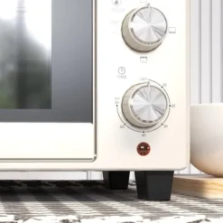 Miniovn 21 L med rotisserie, 3 funktioner, 100–230 °C, rist & bageplade, rustfri/glas, cremehvid Hot