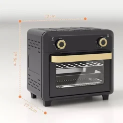 Miniovn med Varmluft og Airfryer funktion, 10L Kapacitet, Sort Rustfrit Stål Hot