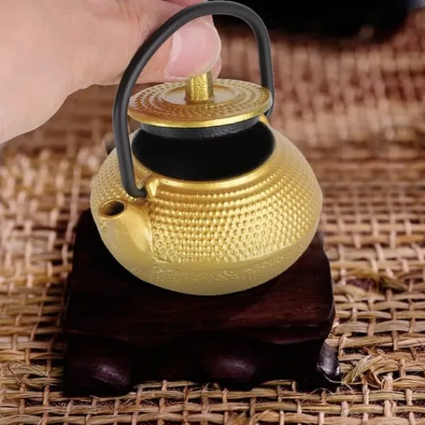Kaffe- & Tekander>50ml Mini støbejern fladbundet tekande tekande med håndtag