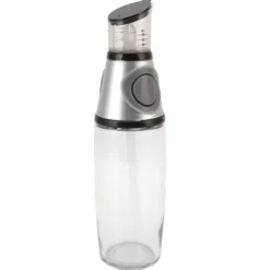 500ml oliedispenser lækagesikker glas silikone akryl pressetype kvantitativ olieflaske til sundhedskøkken sølv Discount