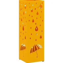 Opbevaringskroge & Hylder>Moderne parasolfod i stål - Praktisk opbevaring | Farve: Sennepsgul | Størrelse: 15.5x15.5x49 cm