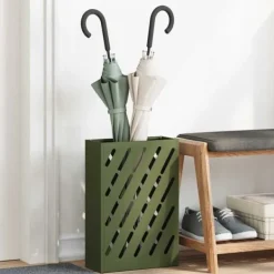 Moderne parasolfod med opbevaring - Rektangulært design | Farve: Olivengrøn | Størrelse: 28x12x41 cm