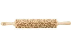 MoodForWood Trækagerulle, Graveret, 43 cm med Håndtag, Perfekt til Bagning - Rosemaling Mønster Sale