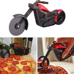 Motorcykel Pizzaskærer Rustfrit Stål Motorcykelformet Pizza Hjulskærer til at skære pizzaer Kager Vafler Pandekager Outlet