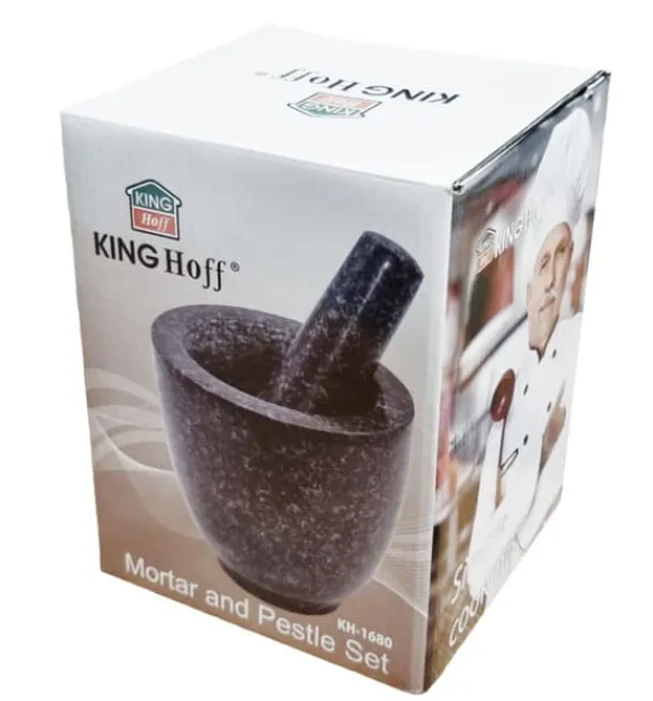 Mortere & Pistiller>Mørtel med granitbelægning 12x12cm KINGHOFF KH-1680
