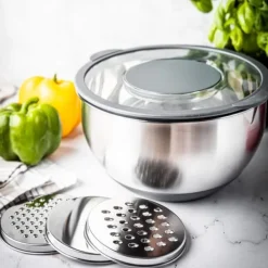 Multifunktionel køkkenskål med grøntsags rivefunktion 24cm 5L 5 elementer KINGHOFF KH-1862 Discount