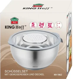 Multifunktionel køkkenskål med grøntsags rivefunktion 24cm 5L 5 elementer KINGHOFF KH-1862 Discount