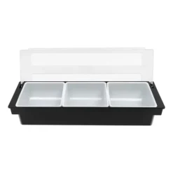 Multifunktionel krydderibeholder med låg - 3-delt indsats-sæt - 50×15×10 cm - Køkken- og baropbevaring - Sort New