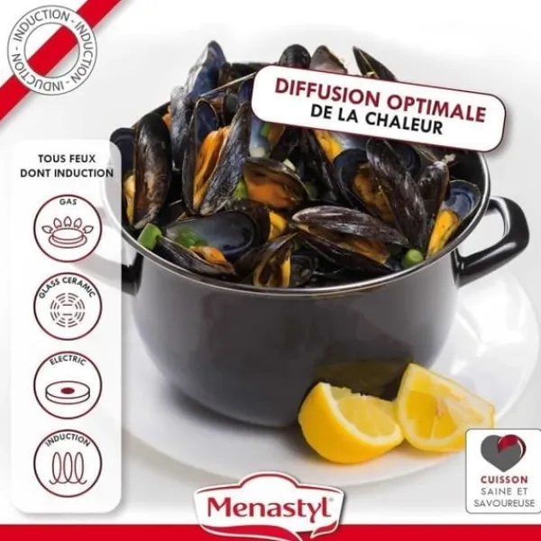 Muslingegryde - MENASTYL - 3645567 - Emaljeret stål - Sort - 18 cm - 2,7 liter - Velegnet til alle kogeplader inklusive induktion Best