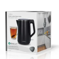 Nedis Elkedel | 1.5 l | Plast | Sort | Drejelig 360 grader | Skjult varmeelement | Strix®-controller | Beskyttelse mod kogetørring New