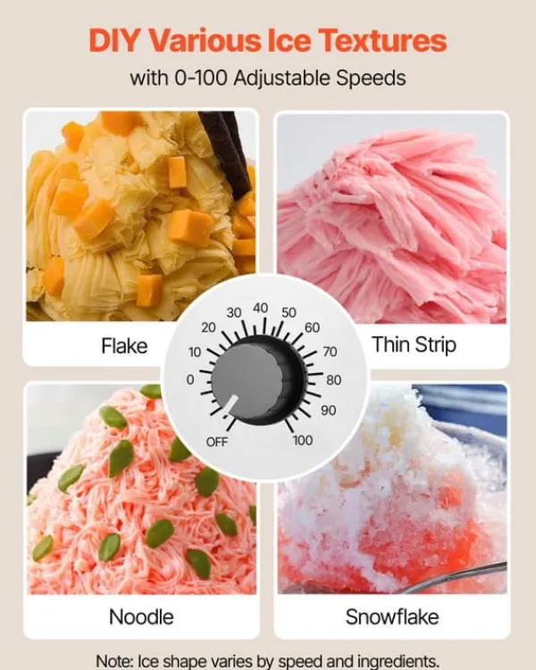 Isknusere & Ice Shavers>Nugget ismaskine - Flageis/Snefnug is - Kapacitet 80 kg/døgn - Vandtank 1,8 L - Hurtig forkøling 90 sek. - Rustfri stålklinge - Elektrisk