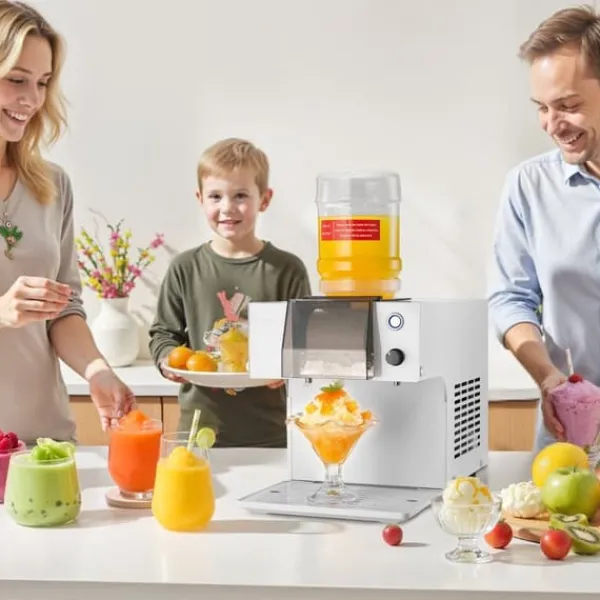 Isknusere & Ice Shavers>Nugget ismaskine - Flageis/Snefnug is - Kapacitet 80 kg/døgn - Vandtank 1,8 L - Hurtig forkøling 90 sek. - Rustfri stålklinge - Elektrisk