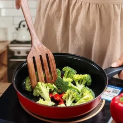 OBOSOE 5-delt køkkengrej i akacietræ – træspatel, gaffel, øser og øser, perfekt til non-stick køkkengrej Discount
