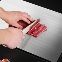 OBOSOE 3-delt skærebrætter i rustfrit stål - dobbeltsidet og hygiejnisk til køkken, grill og camping