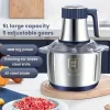 Mixere & Blendere>OBOSOE elektrisk kødhakker 5L - foodprocessor i rustfrit stål til kød, grøntsager og nødder | Med 4 skarpe knive og pastatilbehør