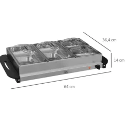 OBOSOE Gnidningsfad 6,8L – Lämpölevy 300W, säädettävä termostaatti, ruostumatonta terästä, ihanteellinen buffet-pöydille og juhliin Outlet