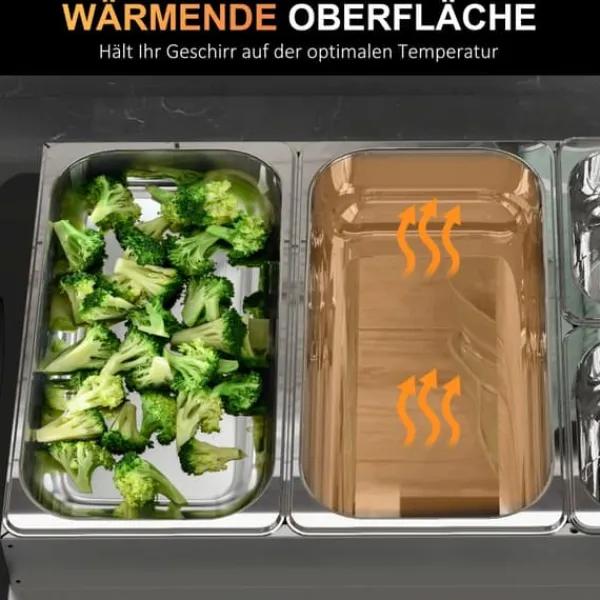 OBOSOE Gnidningsfad 6,8L – Lämpölevy 300W, säädettävä termostaatti, ruostumatonta terästä, ihanteellinen buffet-pöydille og juhliin Outlet
