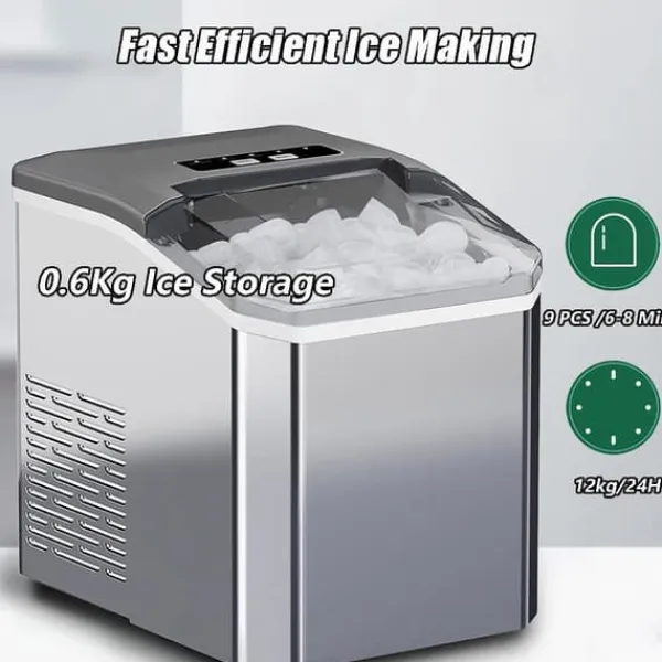 Isproducenter>OBOSOE Ice Maker Bordplade 26 lbs/24h – Selvrensende, med isske og kurv, perfekt til hjem, bar og fester
