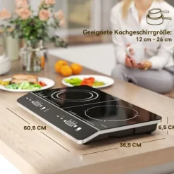 OBOSOE induktionskogeplade 2 brændere – 3500W, 8 effekt og 10 temperaturindstillinger, børnesikkerhed og timer, bærbar Hot