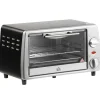 OBOSOE 10L elektrisk ovn – justerbar temperatur, 750W, timer, grill og stegepande, kompakt design, sølv og sort Hot