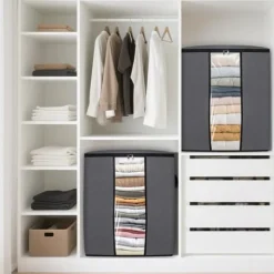 OBOSOE opbevaringstaske til tøj og dyner – 1-pak 80L stor kapacitet, arrangør til garderobe og soveværelse Online