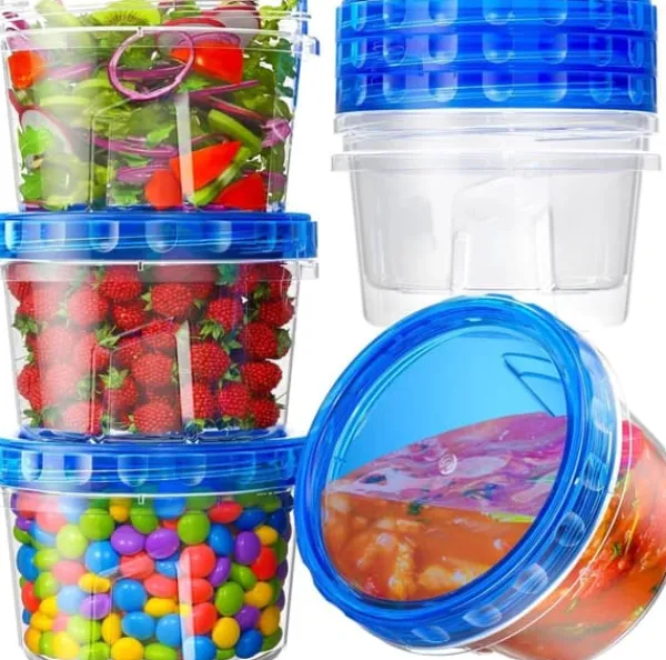 OBOSOE 6-pak runde madkasser 500 ml – BPA-fri, genanvendelig med drejelåg, køleskab og mikroovn Hot