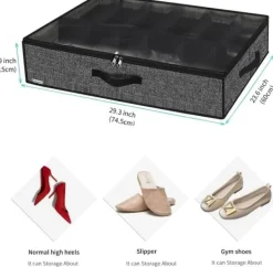 OBOSOE 12-pars skoopbevaring under sengen – ekstra store foldbare skuffer med sorteringsrum Outlet