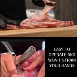 OBOSOE Stainless Steel Rib Skinner - Membranfjerner til grillentusiaster og kokke med stævnklemme og skridsikkert greb - Fjern nemt ribbenmembranen Clearance