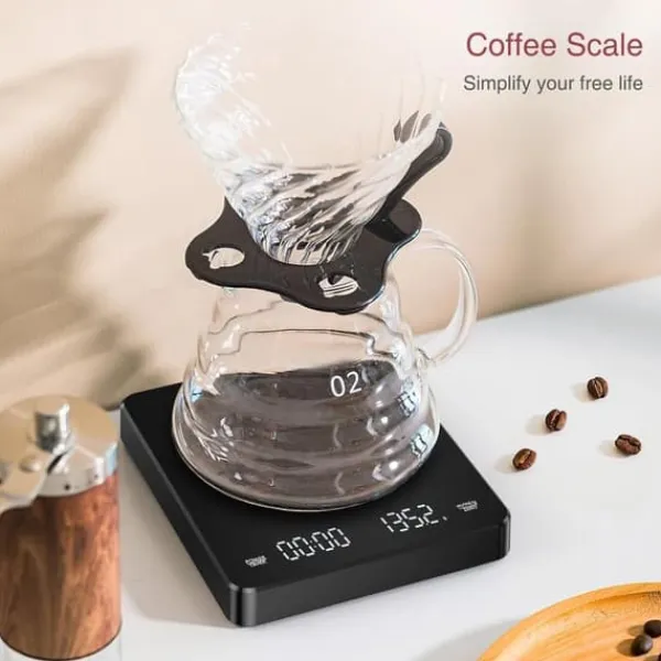Køkkenvægte>OBOSOE USB-genopladelig digital kaffevægt med høj præcision og timer – til espresso, pour-over og hjemmebagning