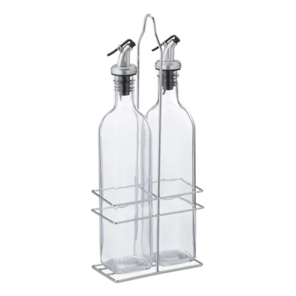 Olie- & Eddikebeholdere>Olie- og eddikedispenser sæt, 34x13,5x7,5 cm, Transparent