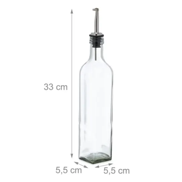 Olie- & Eddikebeholdere>Olie- og eddikedispenser sæt, 33x5,5x5,5 cm, Transparent