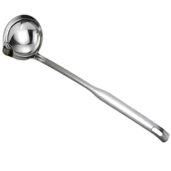 Grydeskeer>Oliefilterske Rustfrit stål Olieseparerende øse Mad Skimmer Si Ske til Suppe Hot Pot