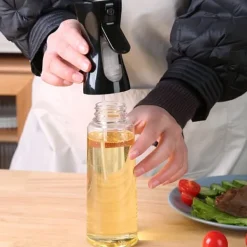 Olieflaske med Sprayfunktion i Glas 200ml Sort Discount